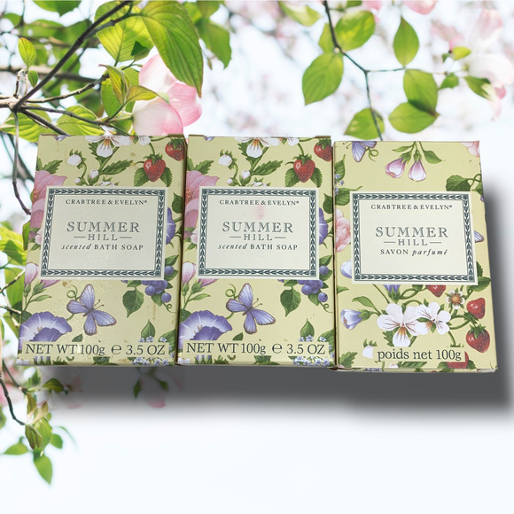 Lot 3 x NEW Crabtree & Evelyn SUMMER HILL Triple Milled Soap 3.5 oz Each Boxed - Picture 4 of 4